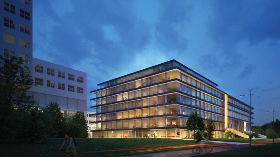 De buitenkant van het nieuwe onderwijsgebouw